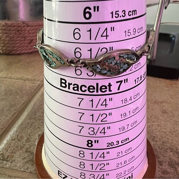 Taxco Mexico 925 Sterling Silver Turquoise inlay Bracelet - Picture 5 of 8